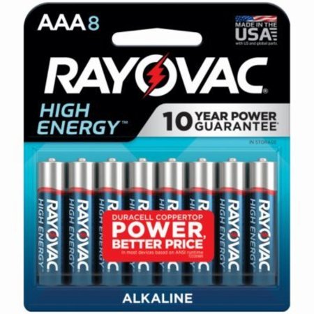 RAYOVAC RAYO8PK AAA Alk Battery 824-8T